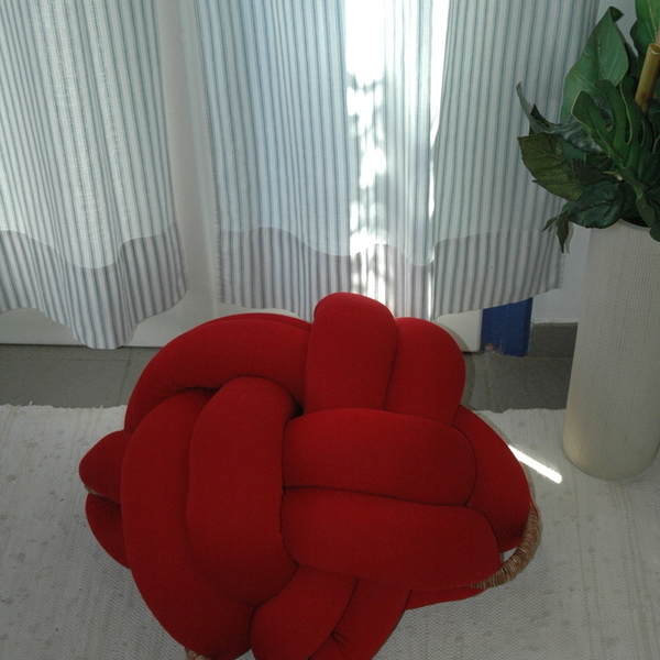 Μοντέρνο Χειροποίτητο Μαξιλάρι Κάθισμα Δαπέδου Πούφ απο Ύφασμα - Κόκκινο - βαμβάκι, μαξιλάρια - 2