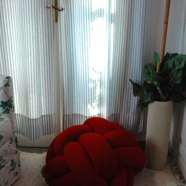 Μοντέρνο Χειροποίτητο Μαξιλάρι Κάθισμα Δαπέδου Πούφ απο Ύφασμα - Κόκκινο - βαμβάκι, μαξιλάρια - 4