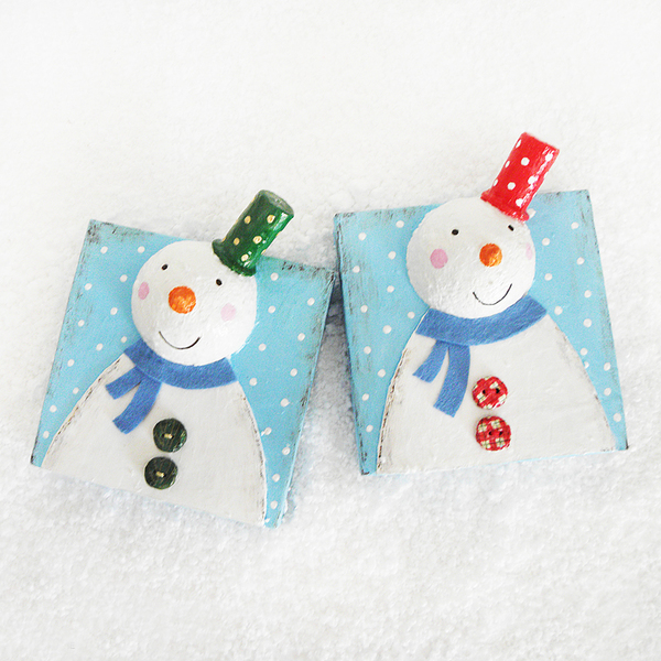 Διακοσμητικοί χιονάνθρωποι - διακοσμητικό, ξύλο, μοναδικό, χαρτί, διακόσμηση, χριστουγεννιάτικο, διακοσμητικά, χιονάνθρωπος, χριστουγεννιάτικα δώρα - 2