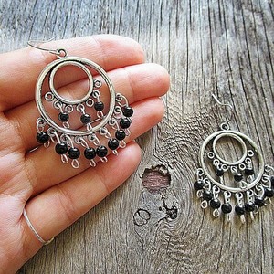 double beaded hoops| σκουλαρικι χαντρες ethnic - ασήμι, chic, μονόχρωμες, fashion, καλοκαιρινό, vintage, μόδα, ιδιαίτερο, μοναδικό, μοντέρνο, στρογγυλό, ανοιξιάτικο, αλπακάς, κύκλος, μέταλλο, γεωμετρικά σχέδια, χειροποίητα, εντυπωσιακά, χάντρες, χάντρες, για όλες τις ώρες, minimal, must, κλασσικά, ethnic, ευκολοφόρετο, διαχρονικό, κρεμαστά, amano, contemporary, μεγάλα, trend - 2