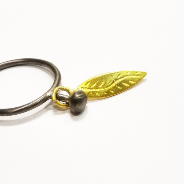 Δαχτυλίδι Φύλλο - ασήμι, charms, επιχρυσωμένα, ασήμι 925, δαχτυλίδι, βεράκια