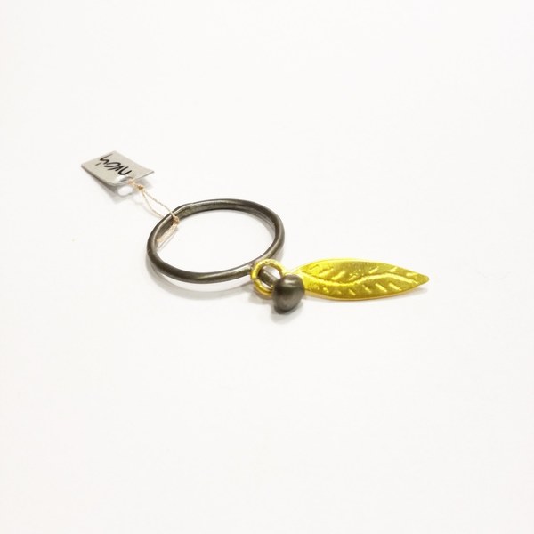 Δαχτυλίδι Φύλλο - ασήμι, charms, επιχρυσωμένα, ασήμι 925, δαχτυλίδι, βεράκια - 2