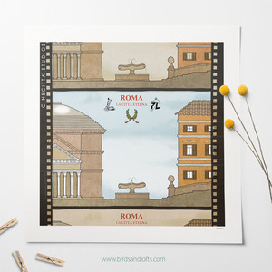 Αφίσα "Roma" 29x29 cm - εκτύπωση, ζωγραφισμένα στο χέρι, χαρτί, αφίσες, είδη διακόσμησης