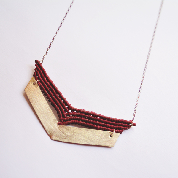 arrow necklace - αλπακάς, μακραμέ, κολιέ, κορδόνια, γεωμετρικά σχέδια, minimal, boho - 3