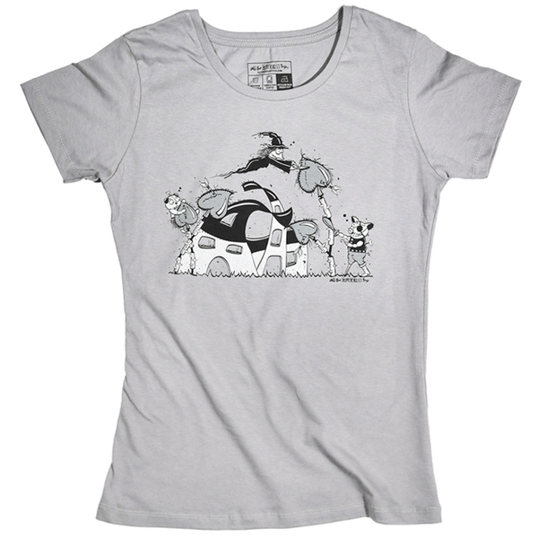 Γκρι t-shirt λαιμόκοψη - μεταξοτυπία - illustration - βαμβάκι, βαμβάκι, καρδιά, t-shirt, δώρο, cute, casual - 2
