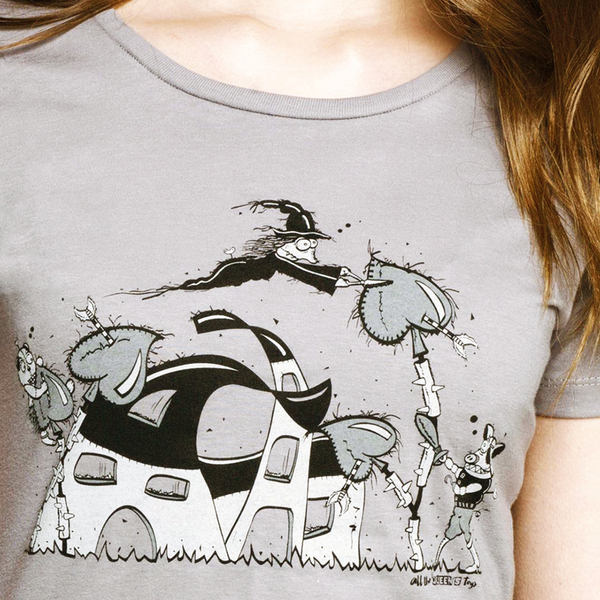 Γκρι t-shirt λαιμόκοψη - μεταξοτυπία - illustration - βαμβάκι, βαμβάκι, καρδιά, t-shirt, δώρο, cute, casual - 4