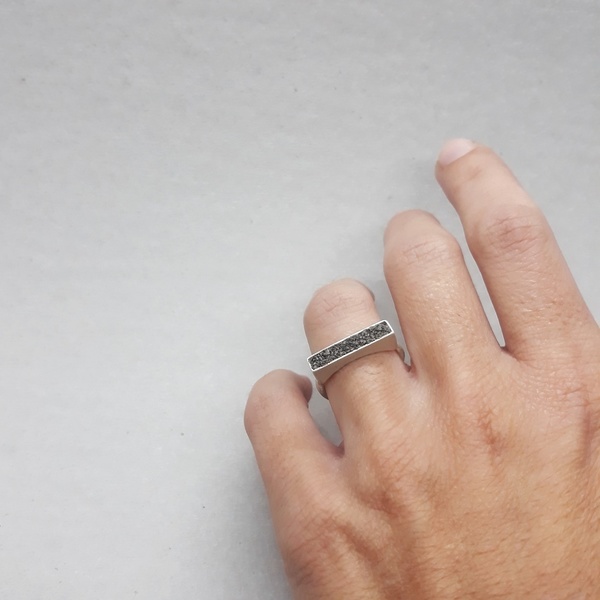 ○ Kimolos | δαχτυλίδι από ασήμι 925 και άμμο| ελληνικά νησιά - statement, ασήμι, μοναδικό, μοντέρνο, καλοκαίρι, ασήμι 925, ασήμι 925, δαχτυλίδι, rock - 2