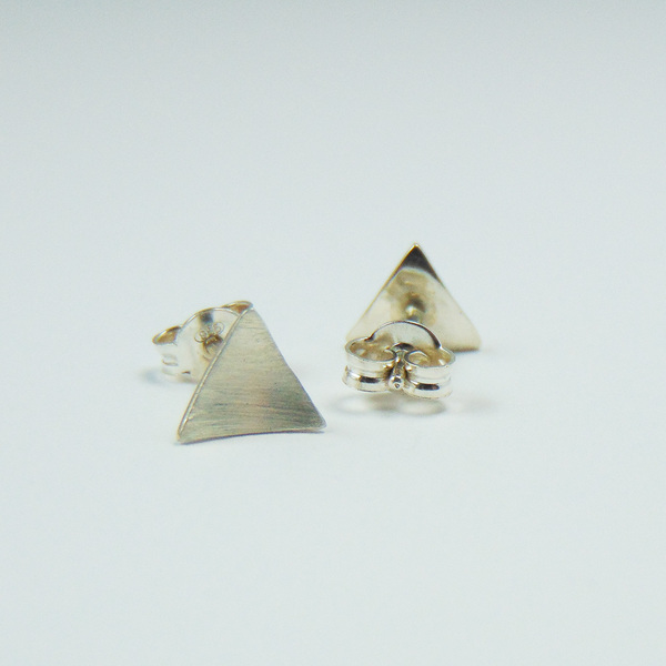 Ασημένια σκουλαρίκια τρίγωνα - ασήμι, μοντέρνο, ασήμι 925, σκουλαρίκια, γεωμετρικά σχέδια, χειροποίητα, elegant, minimal, ασημένια, καρφωτά, φθηνά - 2
