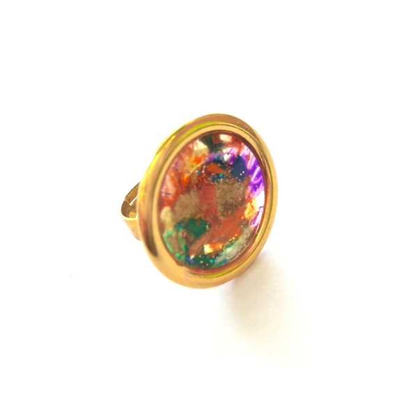 Resin ring - statement, γυαλί, ιδιαίτερο, μοναδικό, δαχτυλίδι, μεταλλικό, μεγάλα, Black Friday, αυξομειούμενα, φθηνά