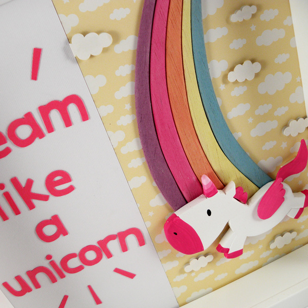 Παιδικό διακοσμητικό καδράκι " Dream like a Unicorn" - για παιδιά, διακοσμητικό, πίνακες & κάδρα, δωμάτιο, μοναδικό, κορίτσι, δώρο, δώρα για βάπτιση, χειροποίητα, ξύλο, πηλός, μονόκερος, είδη διακόσμησης - 2