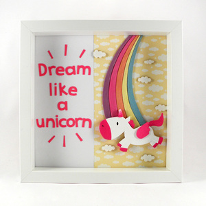 Παιδικό διακοσμητικό καδράκι " Dream like a Unicorn" - διακοσμητικό, ξύλο, μοναδικό, πίνακες & κάδρα, κορίτσι, δώρο, πηλός, χειροποίητα, δώρα για βάπτιση, ουράνιο τόξο, είδη διακόσμησης, μονόκερος, για παιδιά, παιδικά κάδρα