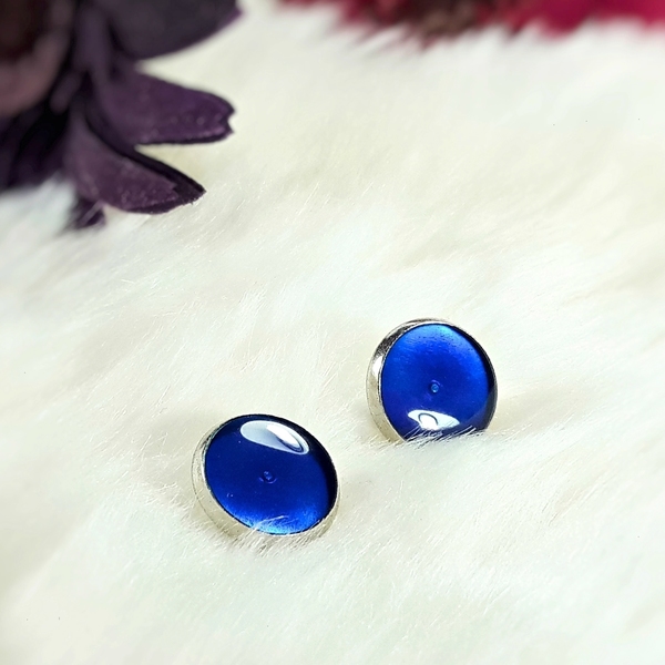 Into the blue | Stud earrings | Candies - γυαλί, γυαλί, μοναδικό, μοντέρνο, σμάλτος, σμάλτος, minimal, καρφωτά - 3