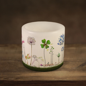 Flowers Κουφωτό κερί κύλιδρος τυπωμένο - διακοσμητικό, ζωγραφισμένα στο χέρι, λουλούδια, κερί, κερί, πρωτότυπα δώρα - 4