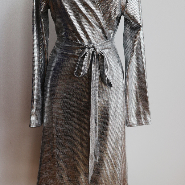 Φόρεμα κρουαζέ silver - ύφασμα, βαμβάκι, ασημί, ελαστικό, γυναικεία, Black Friday, γάμου - βάπτισης