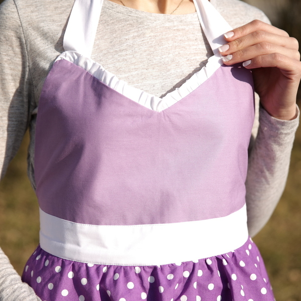 Lavender Retro Apron - βαμβάκι, κουζίνα, ποδιές μαγειρικής, δώρα γάμου, ρετρό, δώρο για τη γιαγιά