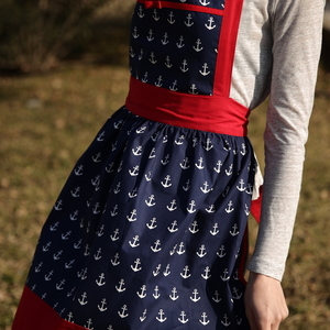 Navy Wife Apron - βαμβάκι, κουζίνα, ποδιές μαγειρικής, must αξεσουάρ, ρετρό - 4