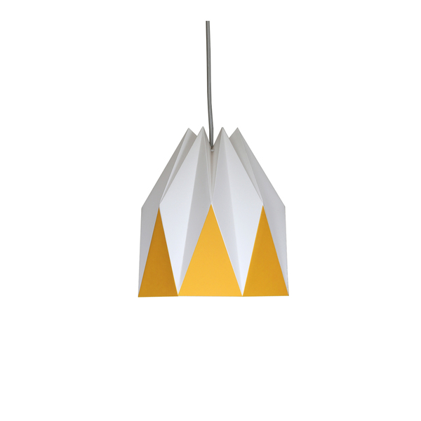 Χάρτινο μεταξοτυπημένο καπέλο λάμπας origami small κίτρινο - χαρτί, χειροποίητα, οροφής
