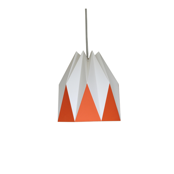 Χάρτινο μεταξοτυπημένο καπέλο λάμπας origami small πορτοκαλί - χαρτί, χειροποίητα, οροφής