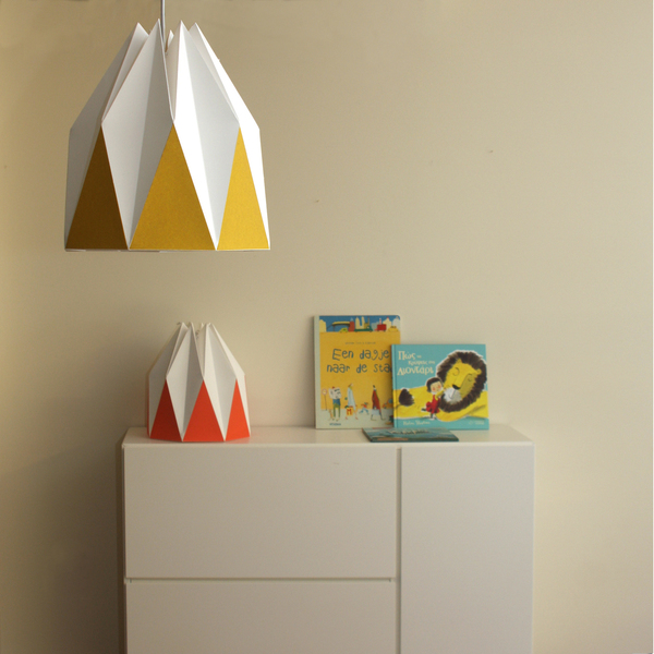 Χάρτινο καπέλο λάμπας origami - χειροποίητα, origami, χαρτί, δώρα γάμου, οροφής - 3