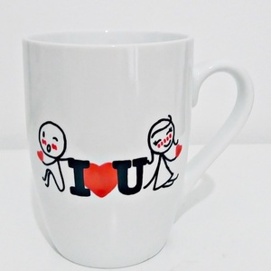 Σετ κούπες handpainted "I LOVE YOU" - ζωγραφισμένα στο χέρι, χειροποίητα, πορσελάνη, δωράκι, personalised, ερωτευμένοι, σετ, δώρα επετείου, δώρα αγίου βαλεντίνου, κούπες & φλυτζάνια, ιδεά για δώρο - 4