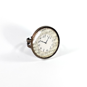 Clock | Vintage Ring - statement, vintage, γυαλί, γυαλί, γυναικεία, φωτογραφία, φωτογραφία, ρολόι, δαχτυλίδι, δαχτυλίδια, εντυπωσιακό, unique, μεγάλα, αυξομειούμενα, δώρα για γυναίκες, φθηνά