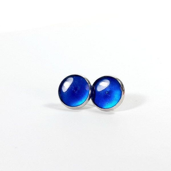 Into the blue | Stud earrings | Candies - γυαλί, γυαλί, μοναδικό, μοντέρνο, σμάλτος, σμάλτος, minimal, καρφωτά