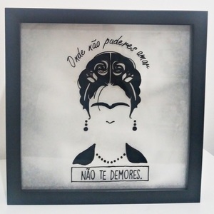NEW!!!Φωτιζόμενο Κάδρο "FRIDA Kahlo" - ξύλο, γυαλί, ζωγραφισμένα στο χέρι, ιδιαίτερο, πίνακες & κάδρα, επιτοίχιο, τοίχου, δωράκι, unique, gift idea, δώρα γενεθλίων, πρωτότυπα δώρα - 2