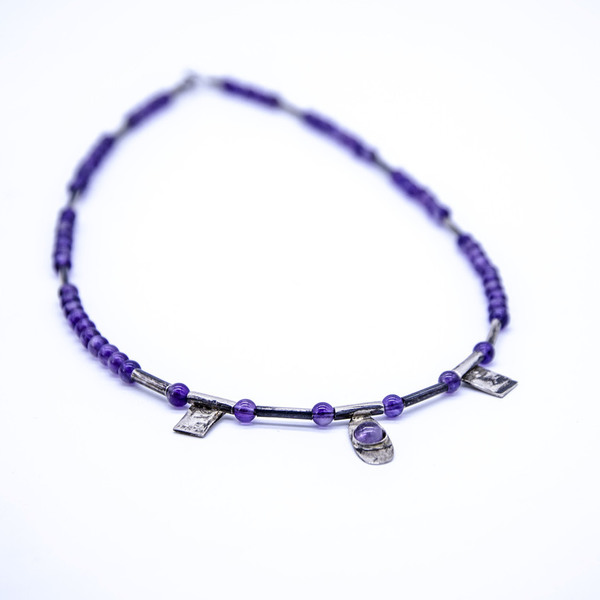 ''Swadows" purple necklace - μοναδικό, αμέθυστος, αμέθυστος, ασήμι 925, ασήμι 925, γεωμετρικά σχέδια, χειροποίητα, minimal