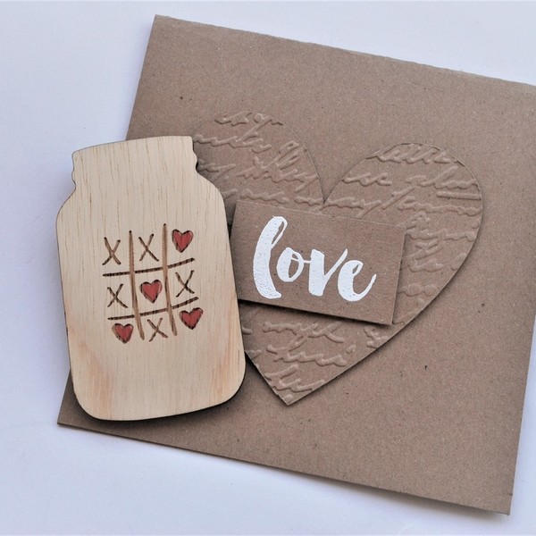 Κάρτα και μαγνητάκι (τρίλιζα) - αγάπη, δώρα αγίου βαλεντίνου, μαγνητάκια