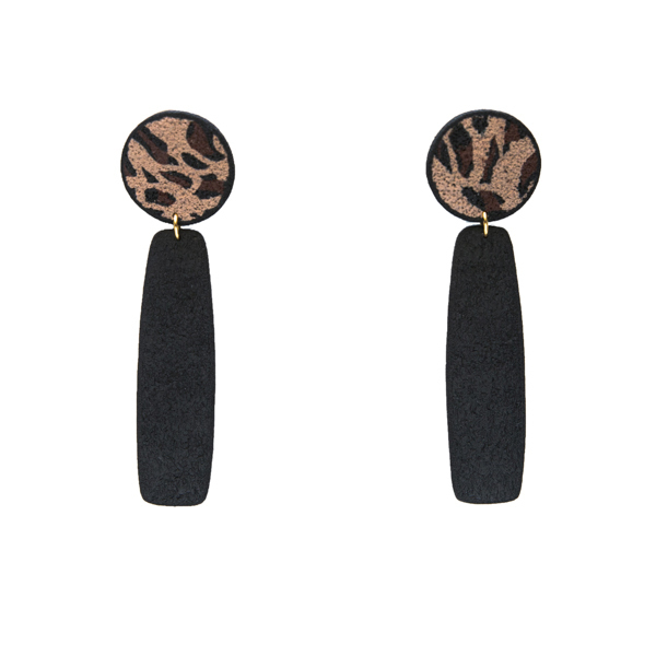 "P. Fusca" - fashion statement leopard stud earrings - animal print, fashion, μοντέρνο, πηλός, street style, χειροποίητα, fashion jewelry, polymer clay, polymer clay