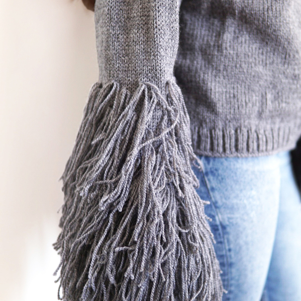 Hairy sleeved sweater - πλεκτό, κρόσσια, μαλλί, υποαλλεργικό, ακρυλικό, μακρυμάνικες - 5