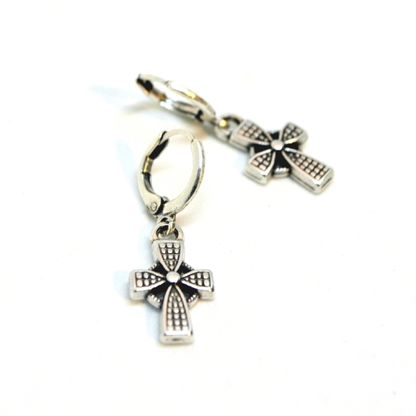 Σκουλαρίκια mini σταυρός - ορείχαλκος, σταυρός, σκουλαρίκια, minimal, boho, ethnic