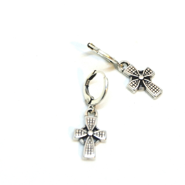 Σκουλαρίκια mini σταυρός - ορείχαλκος, σταυρός, σκουλαρίκια, minimal, boho, ethnic - 2