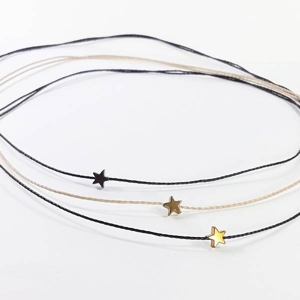 The minimal choker necklace Version 2 - ημιπολύτιμες πέτρες, μοντέρνο, αστέρι, αιματίτης, αδιάβροχο, τσόκερ, κολιέ, κορδόνια, κοντό, για όλες τις ώρες, καθημερινό, minimal, κοντά, αυξομειούμενα, φθηνά