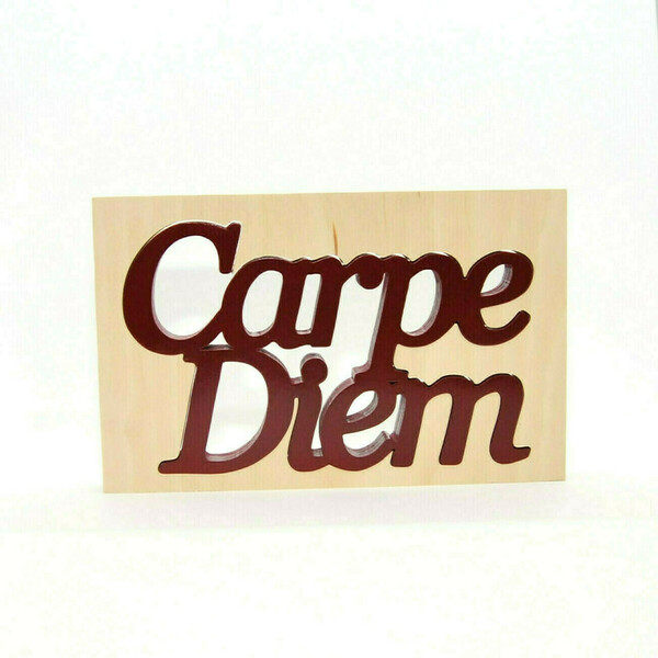 Ξύλινη επιγραφή Carpe Diem - δώρο, σπίτι, χειροποίητα, δωμάτιο, ξύλινο, ξύλινο, διακοσμητικά - 4