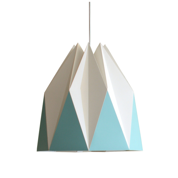 Χειροποίητο χάρτινο καπέλο λάμπας origami τιρκουάζ large - τιρκουάζ, χαρτί, κουζίνα, origami, οροφής