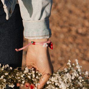 Red Polka Butterfly March - βαμβάκι, φιόγκος, ιδιαίτερο, γυναικεία, πουά, μάρτης, κορδόνια, χειροποίητα, μάτι, romantic, μαρτάκια - 3