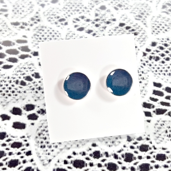 Into the blue | Stud earrings | Candies | Mini - γυαλί, μοντέρνο, σμάλτος, επάργυρα, minimal, καρφωτά, candy, φθηνά