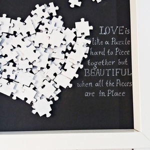 ΝEW!!! Κάδρο keyholder "Love is like a Puzzle" - επιτοίχιο, κλειδί, χειροποίητα, δώρα γάμου, δωράκι, unique, δώρα επετείου, gift idea, διακοσμητικά, δώρα αγίου βαλεντίνου, ιδεά για δώρο, κλειδοθήκες - 2