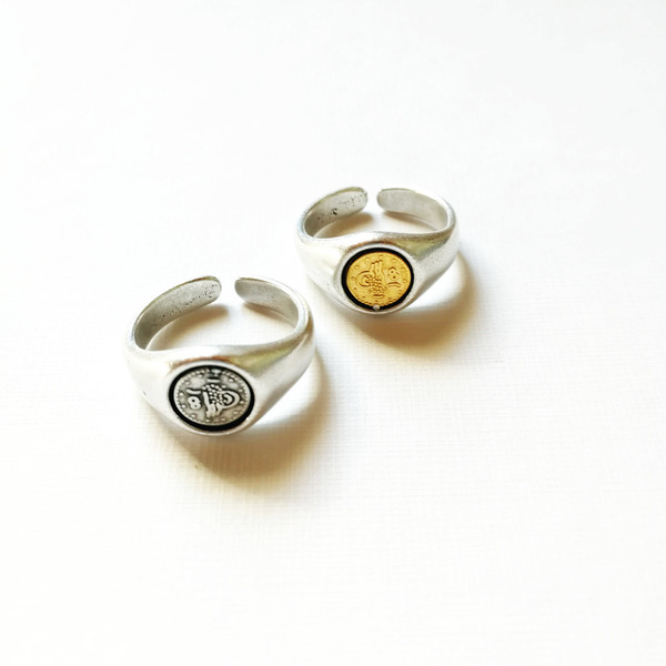 Δαχτυλίδι νόμισμα - ορείχαλκος, δαχτυλίδι, boho, ethnic