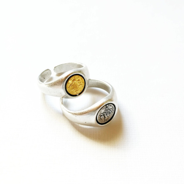 Δαχτυλίδι νόμισμα - ορείχαλκος, δαχτυλίδι, boho, ethnic - 2