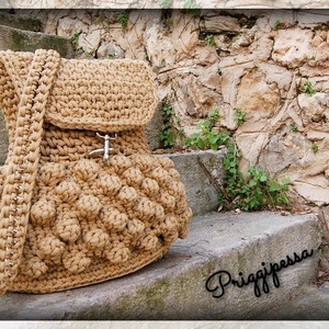 χειροποίητη πλεκτή τσάντα buckpαck - νήμα, crochet, πλάτης, σακίδια πλάτης, χειροποίητα, all day, πλεκτές τσάντες - 2