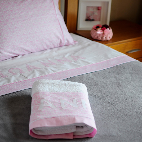 Πετσέτα με ροζ λαχούρια - κορίτσι, πετσέτα, δώρα για βάπτιση, personalised, δώρο για νεογέννητο, πετσέτες - 2