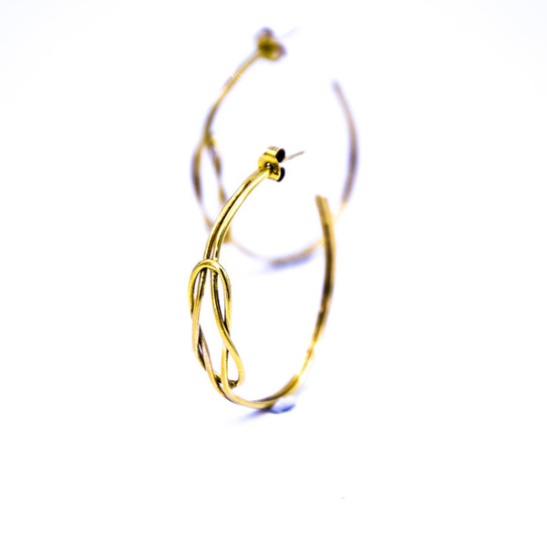 ''Bond'' hoop earrings - μοντέρνο, επιχρυσωμένα, επιχρυσωμένα, ασήμι 925, χειροποίητα, κρίκοι