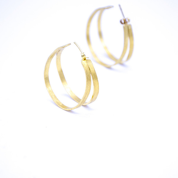 ''Golden'' Hoop earrings - μοντέρνο, επιχρυσωμένα, επιχρυσωμένα, ασήμι 925, χειροποίητα, κρίκοι