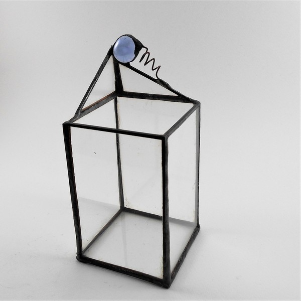 Γυάλινη τετράγωνη μολυβοθήκη - γυαλί, κρύσταλλα, βιτρώ, αξεσουάρ γραφείου - 5