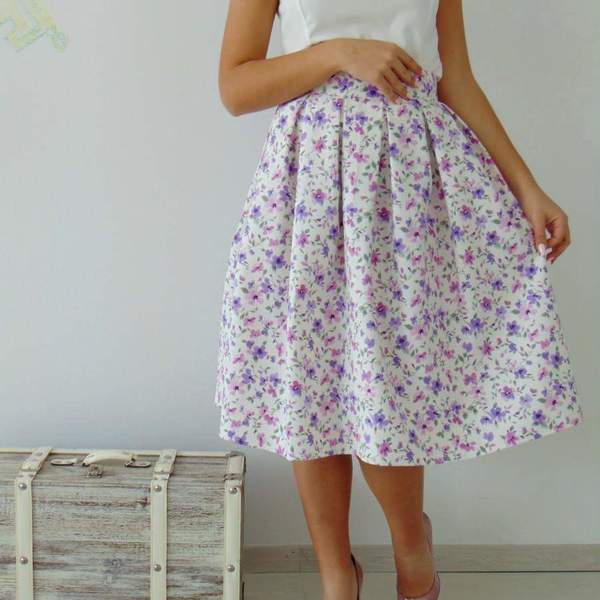 Ψηλομεση φούστα Lavender - βαμβάκι