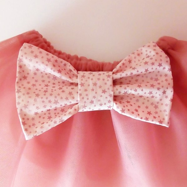 Τούλινη φούστα (tutu) γκλιτερ ροζ αστεράκι φιόγκο - βαμβάκι, κορίτσι, δώρο, βρεφικά, για παιδιά - 3