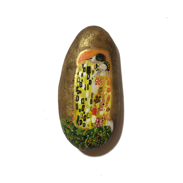 Το φιλί | Painted Stone - ζωγραφισμένα στο χέρι, μοναδικό, πέτρα, χρυσό, δώρο, διακόσμηση, αγάπη, ακρυλικό, ζευγάρια, δώρα αγίου βαλεντίνου, διακοσμητικές πέτρες, βότσαλα