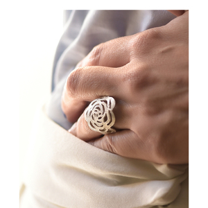 Ασημένιο δαχτυλίδι τριανταφυλλάκι - statement, ασήμι 925, romantic, minimal